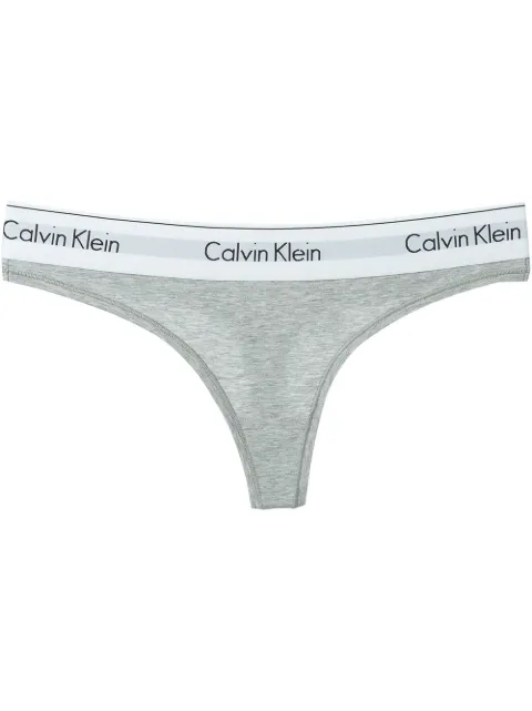 CALVIN KLEIN UNDERWEAR CALVIN KLEIN UNDERWEAR LOGO WAISTBAND THONG - GREY,F3786E02011179095