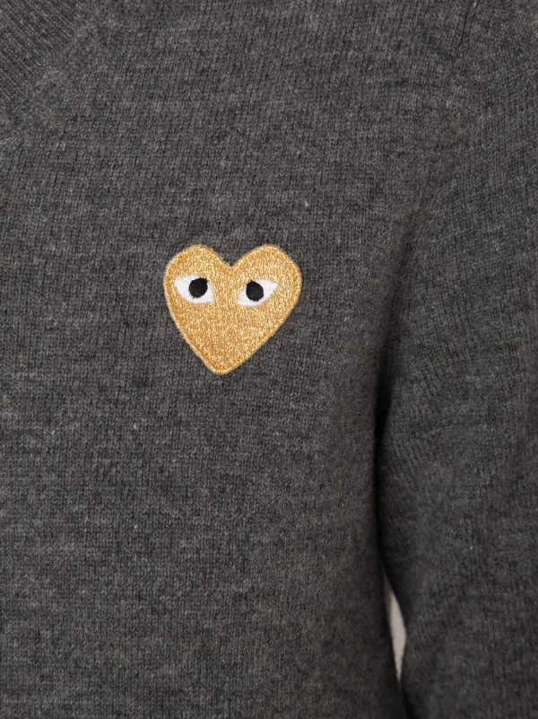 Comme Des Garçons Play Geborduurde Trui Met v-hals En Hartjes - Farfetch