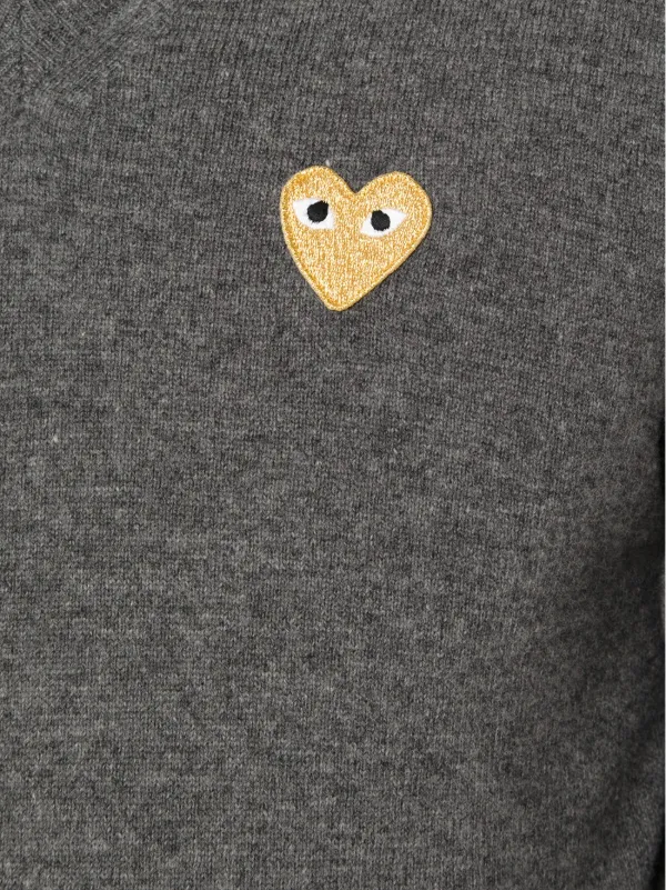 Comme Des Garçons Play Embroidered Heart Jumper Grey FARFETCH ID
