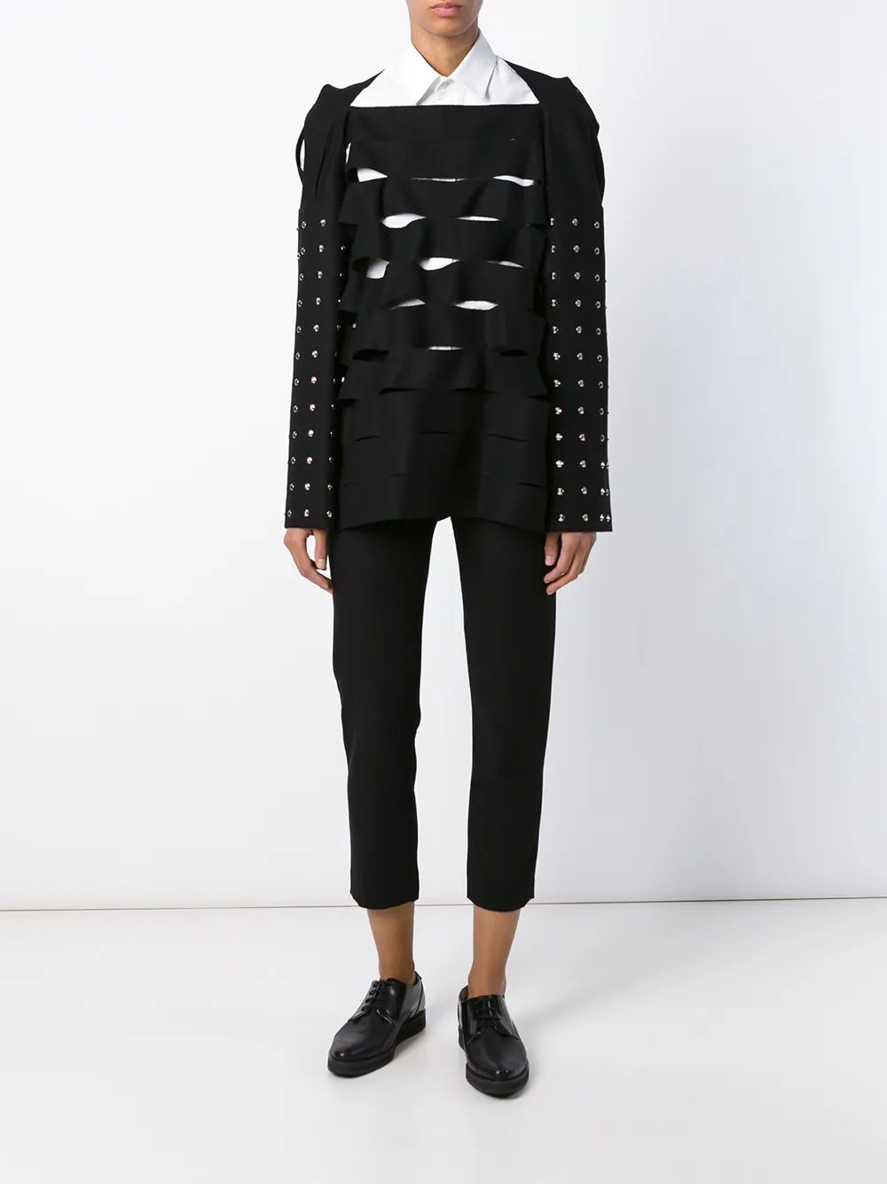 Junya Watanabe Cut-out Studded Sweater In Black