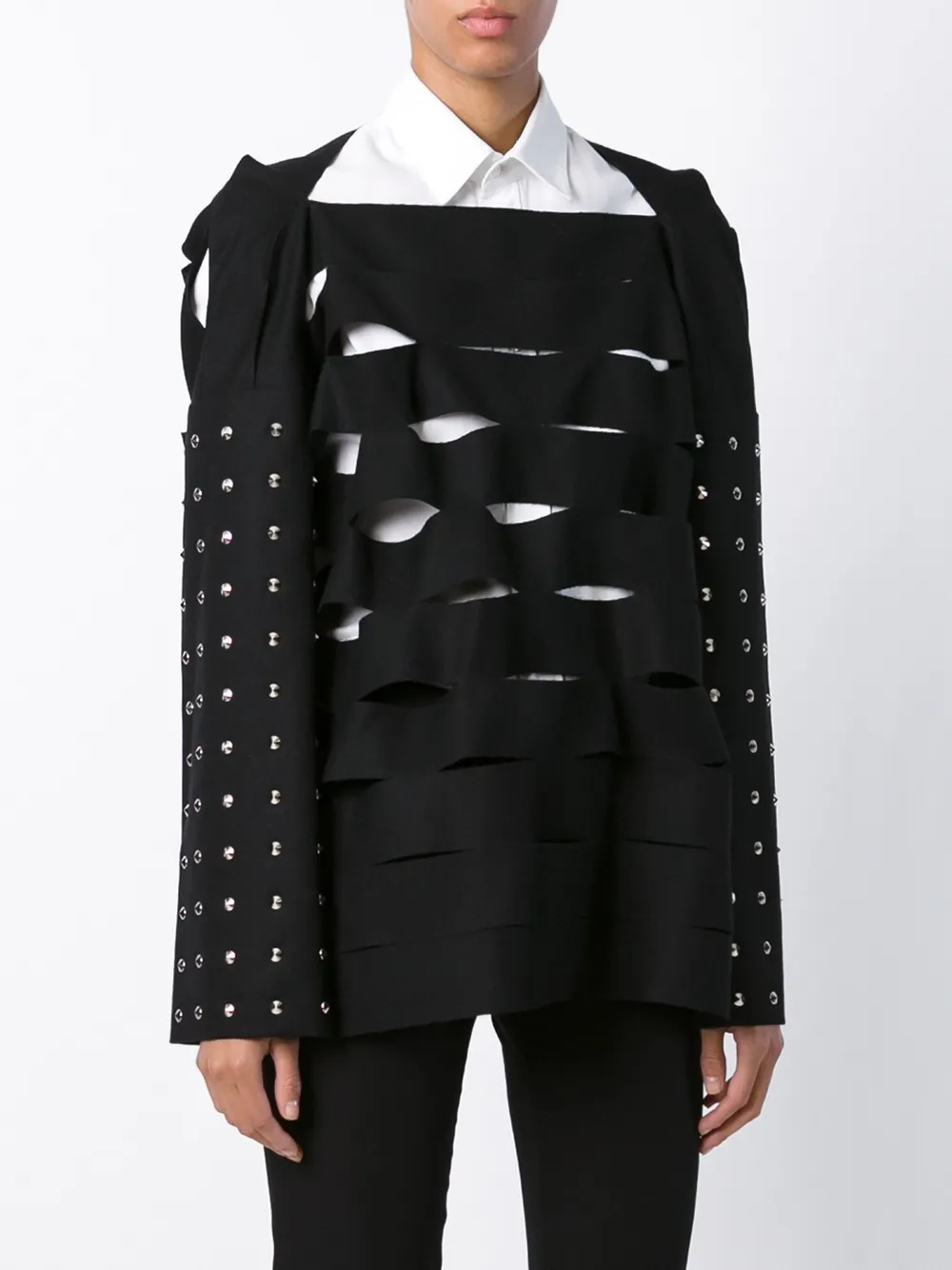 Junya Watanabe Cut-out Studded Sweater In Black