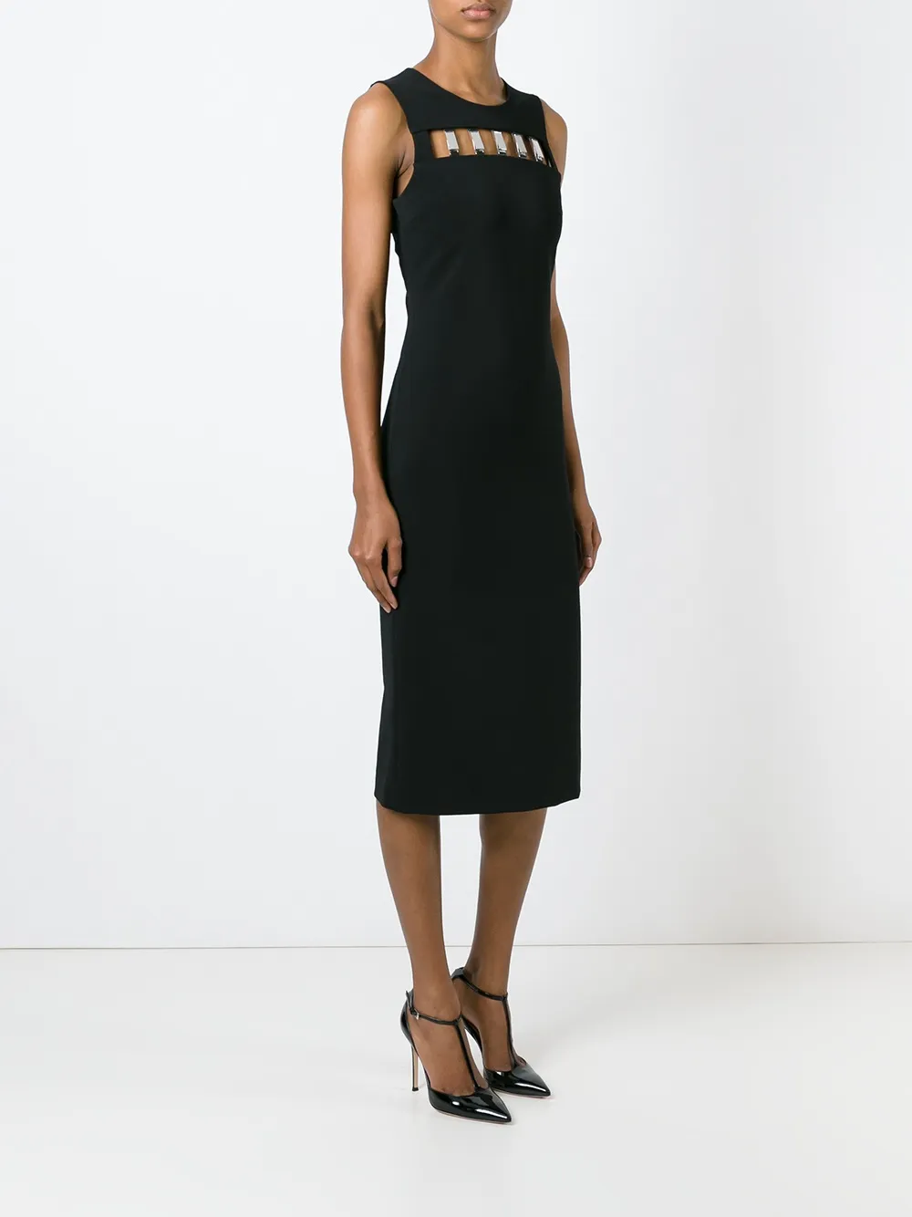 David Koma cut-out detail fitted dress Zwart