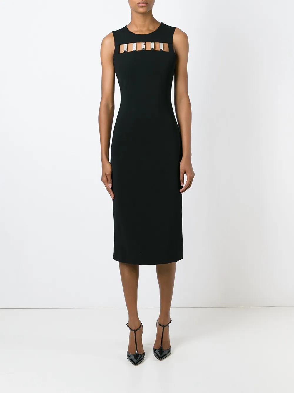 David Koma cut-out detail fitted dress Zwart