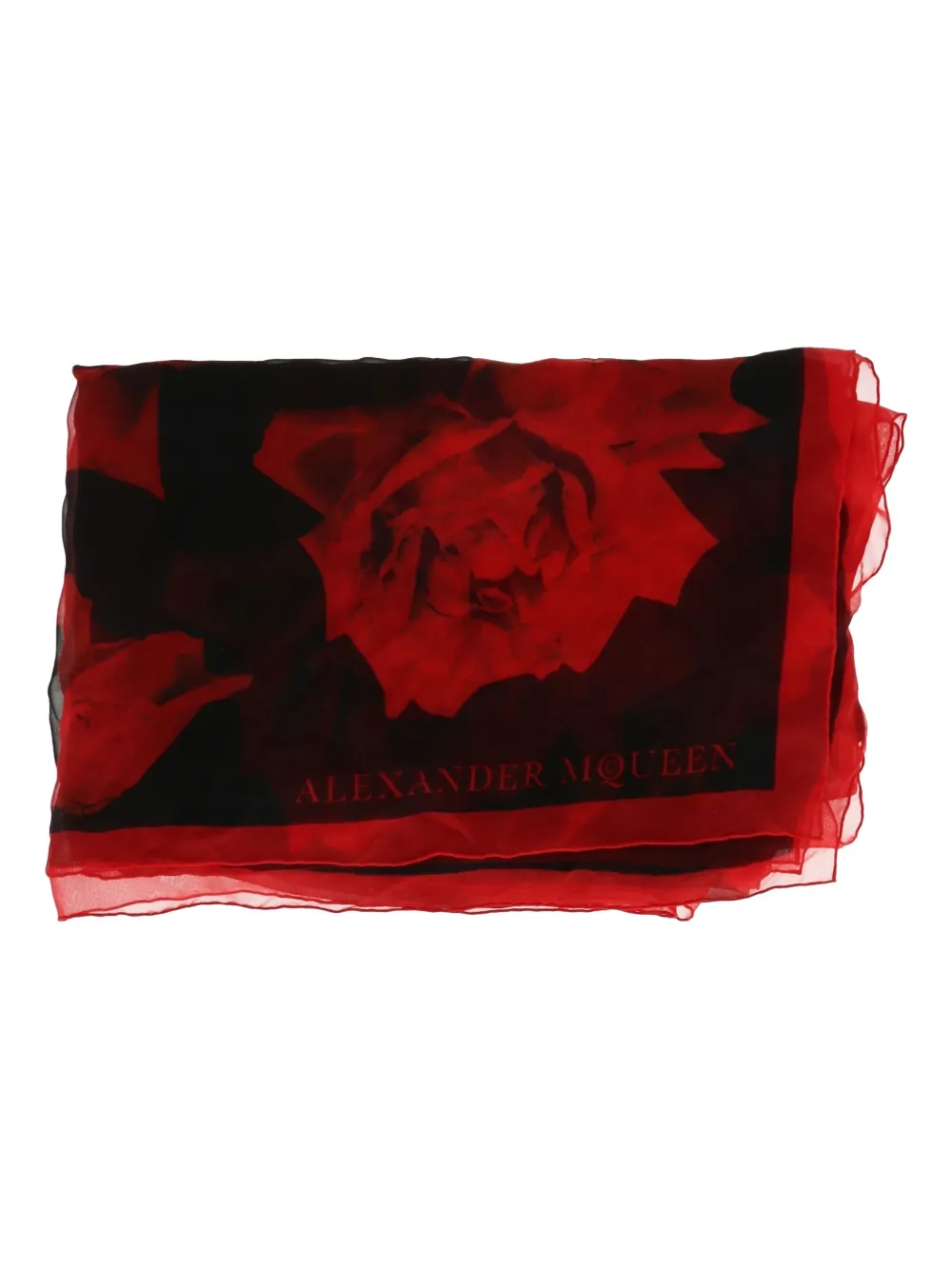 Alexander McQueen rose print scarf Zwart