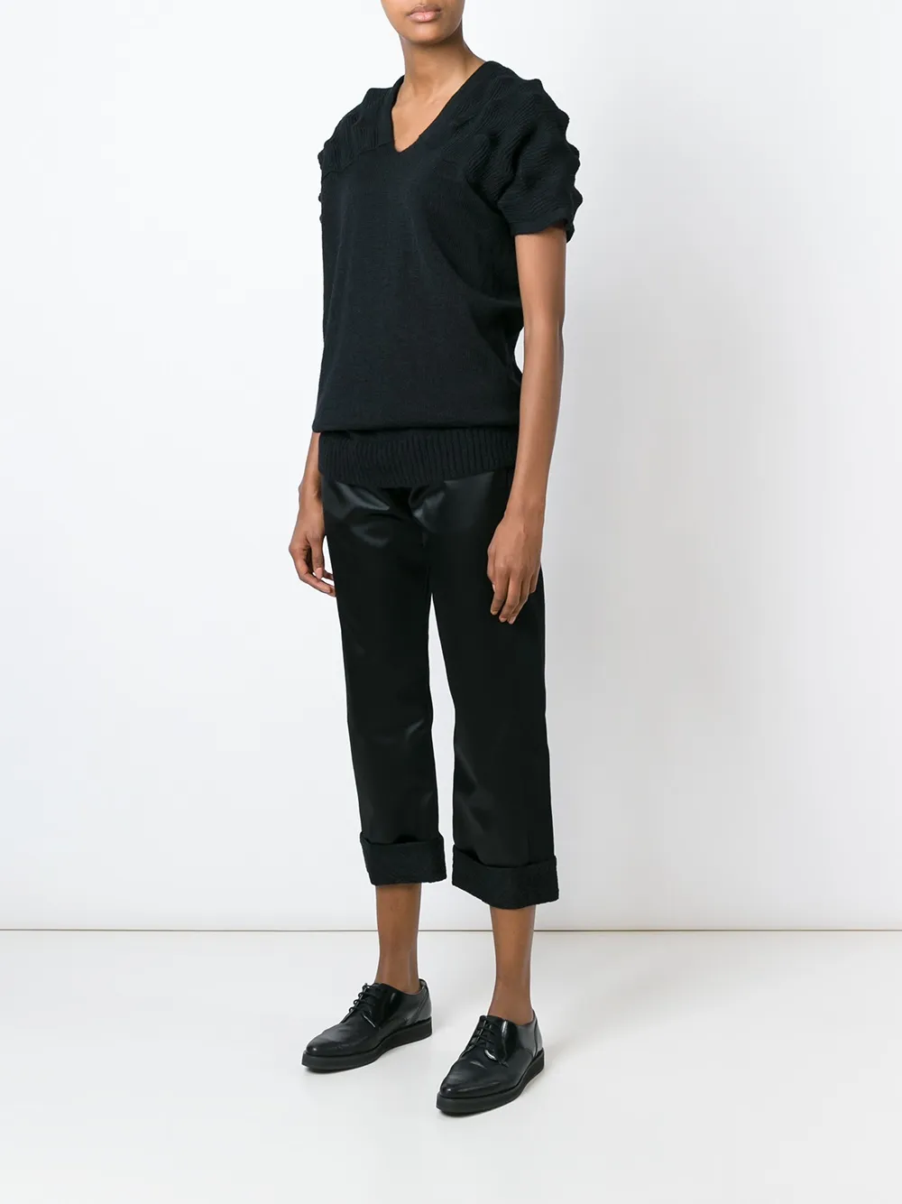 Junya Watanabe Shortsleeved Sweater In Black