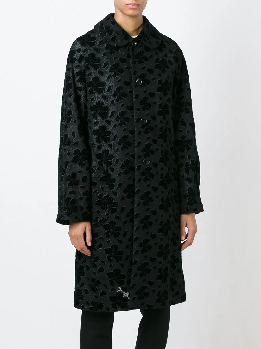 Comme Des Garçons lace butttoned coat Zwart