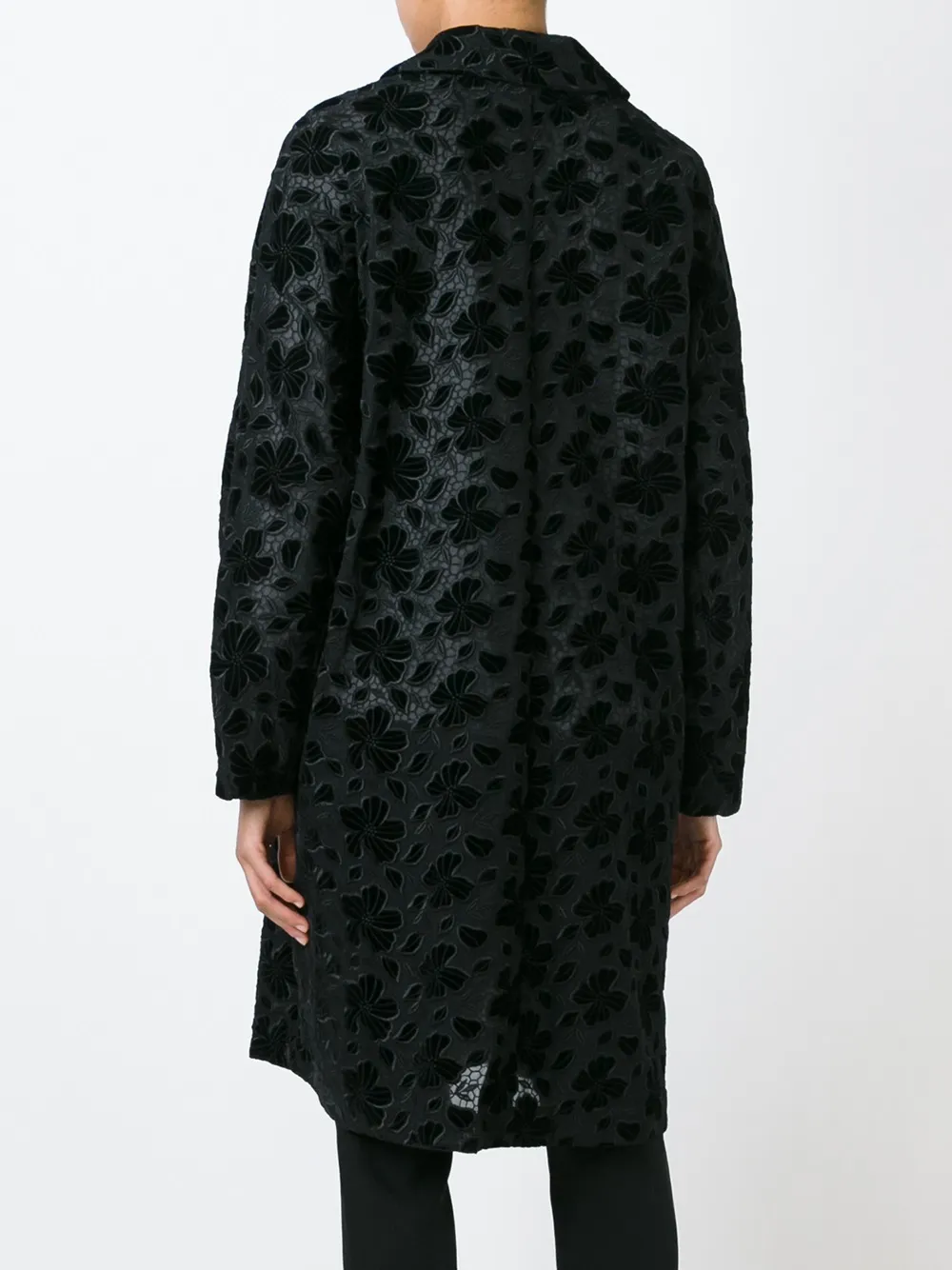Comme Des Garçons lace butttoned coat Zwart