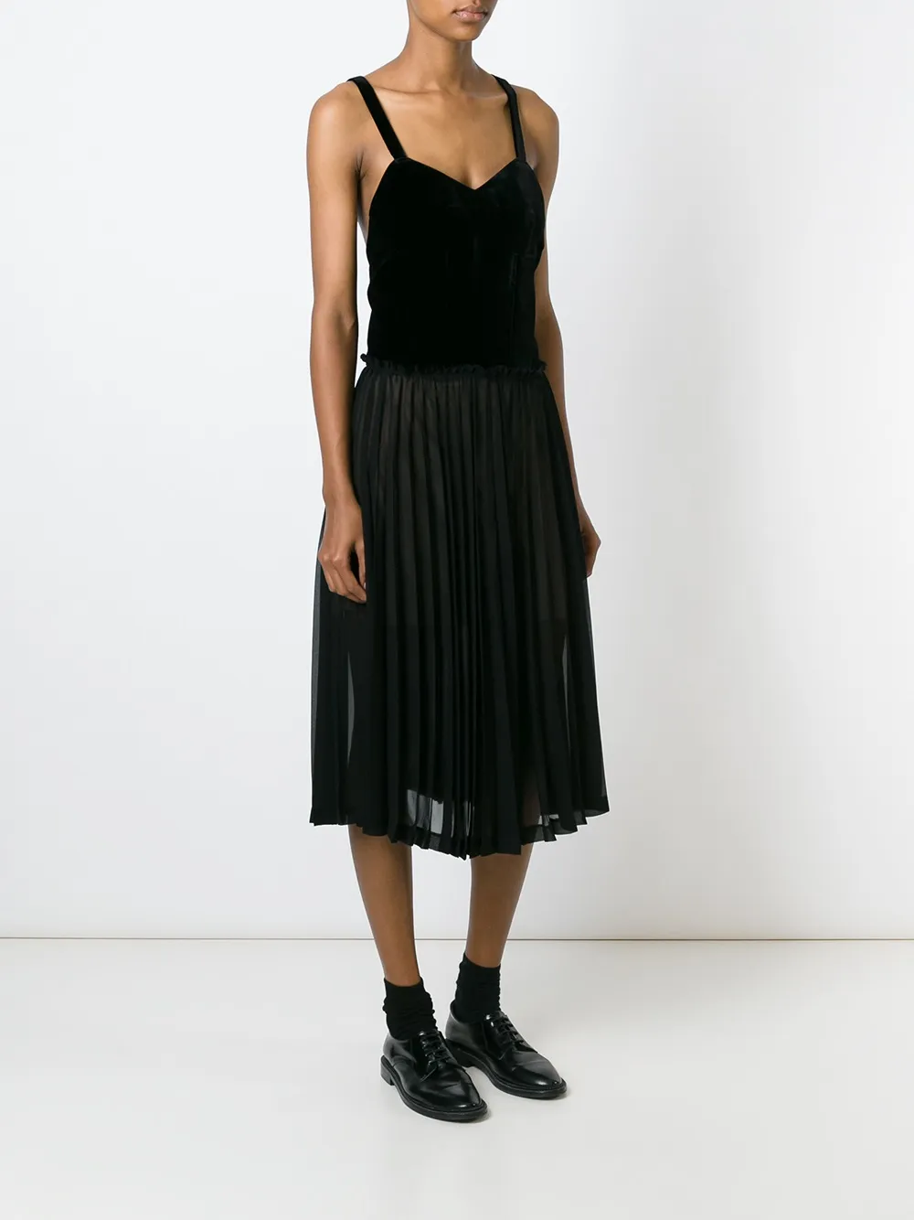 Comme Des Garçons Comme Des Garçons sheer pleated dress - Zwart