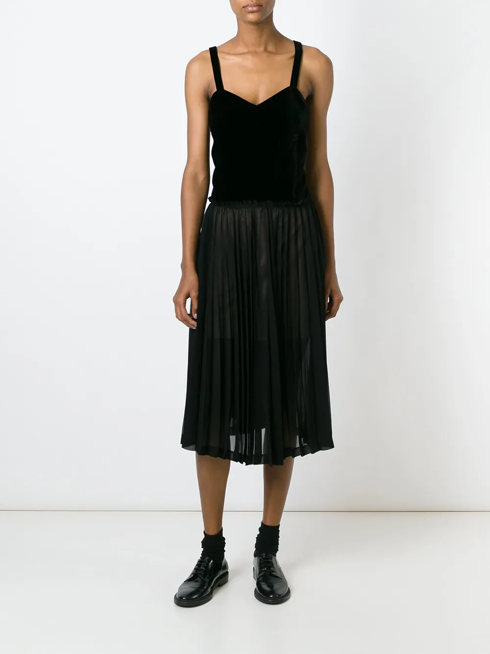 Comme Des Garçons Comme Des Garçons sheer pleated dress Zwart
