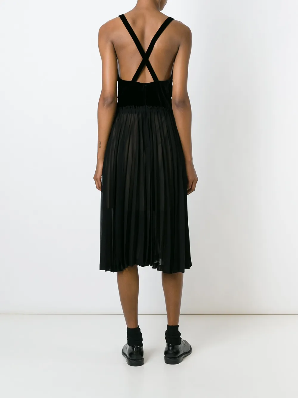Comme Des Garçons Comme Des Garçons sheer pleated dress Zwart