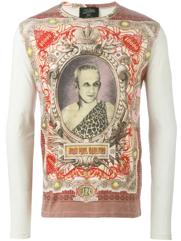 Jean Paul Gaultier プリント長袖トップス Jean Paul Gaultier Pre-Owned 'JPG' Printed Top | White | FARFETCH