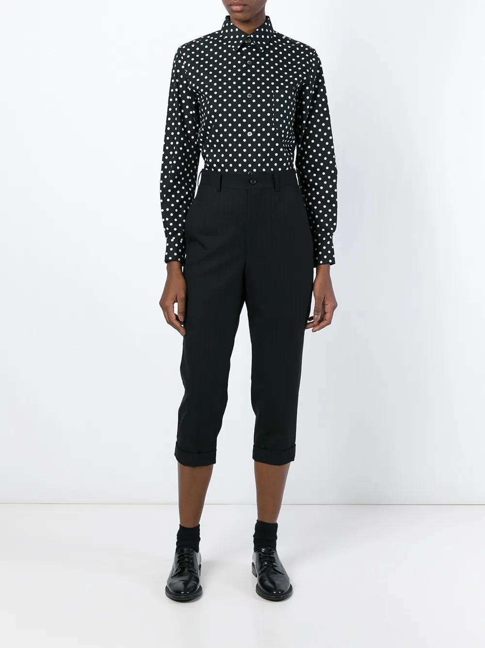 Comme Des Garçons Comme Des Garçons cropped pinstripe trousers - Zwart