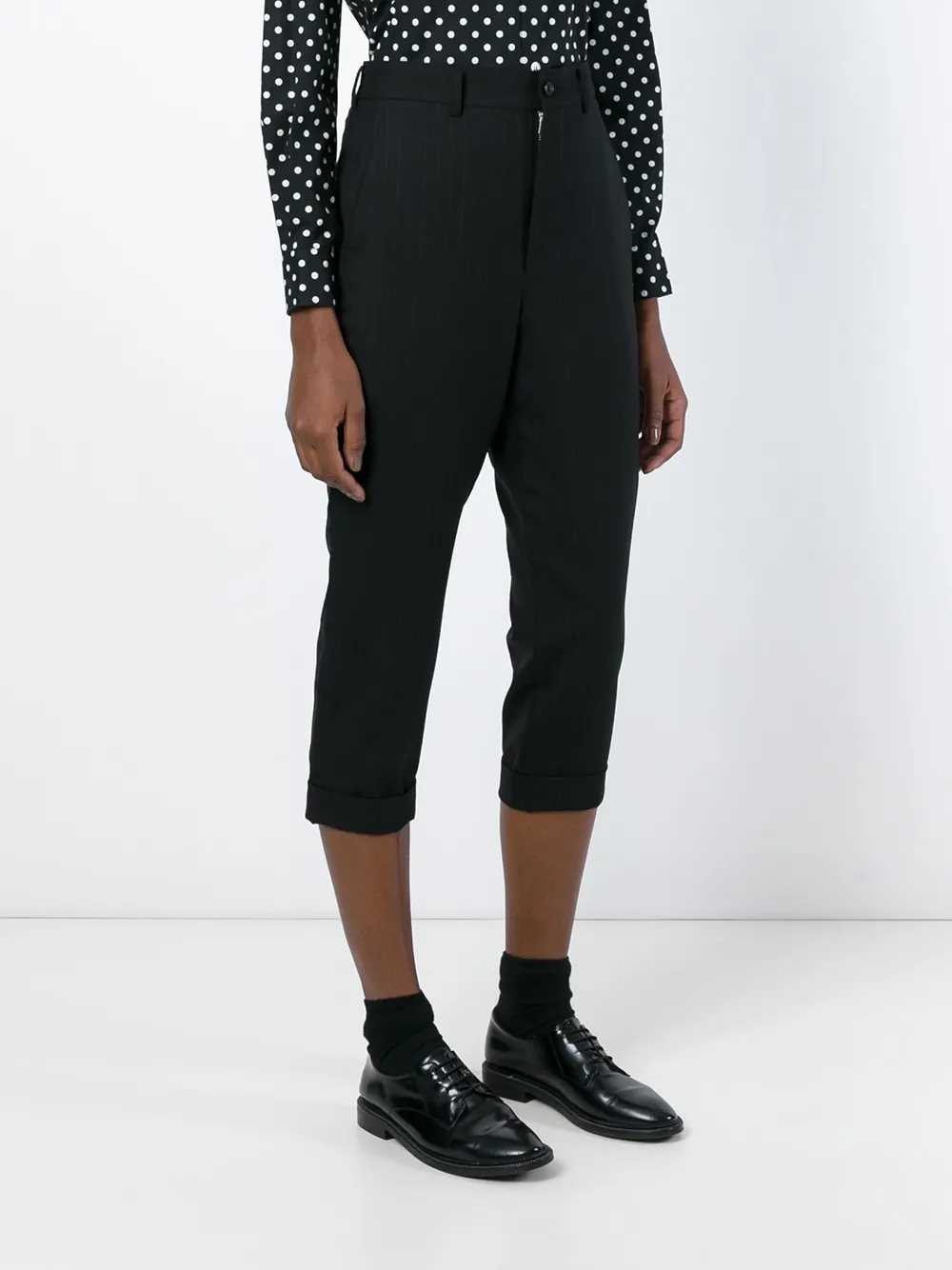 Comme Des Garçons Comme Des Garçons cropped pinstripe trousers Zwart