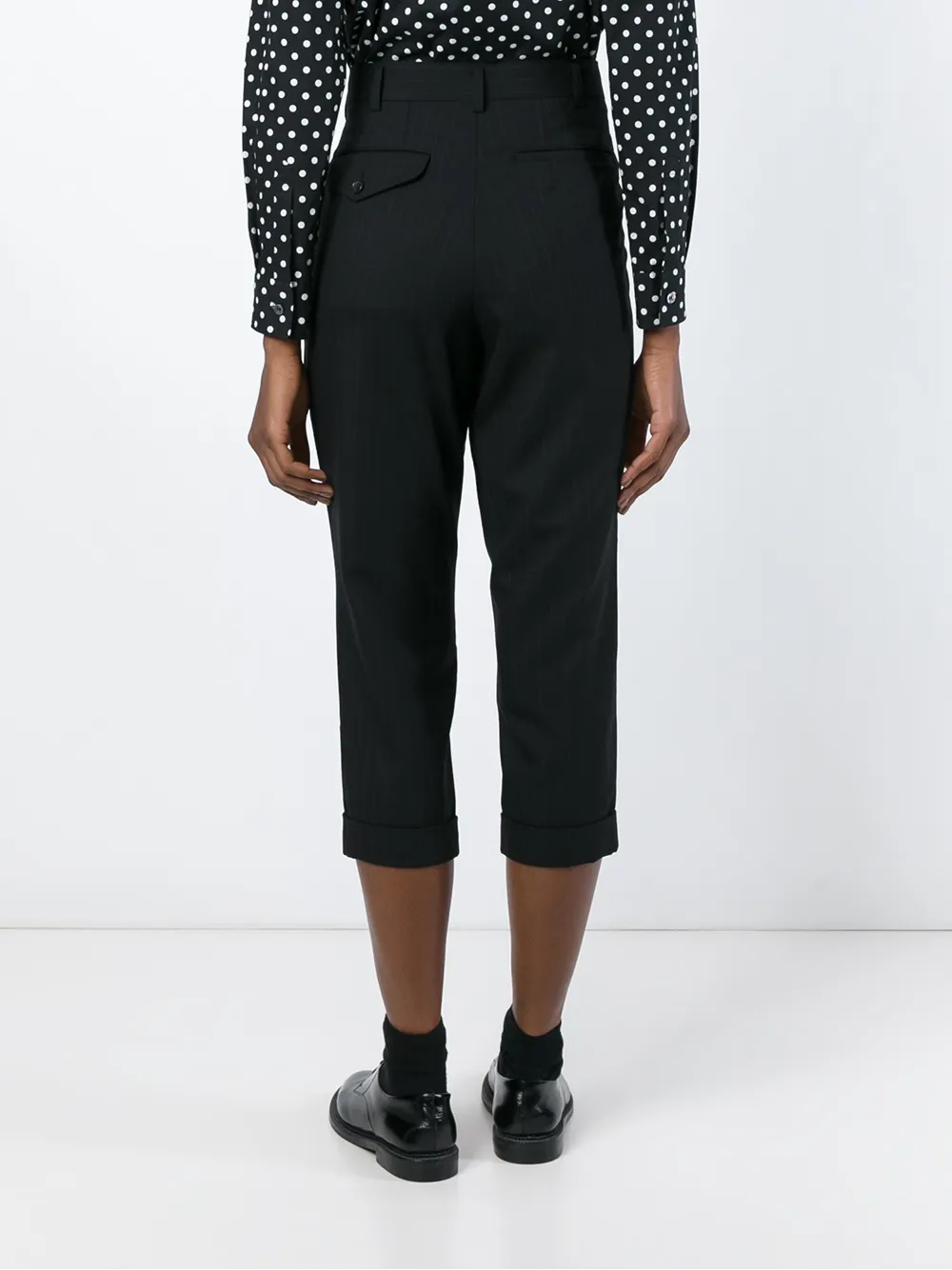 Comme Des Garçons Comme Des Garçons cropped pinstripe trousers Zwart