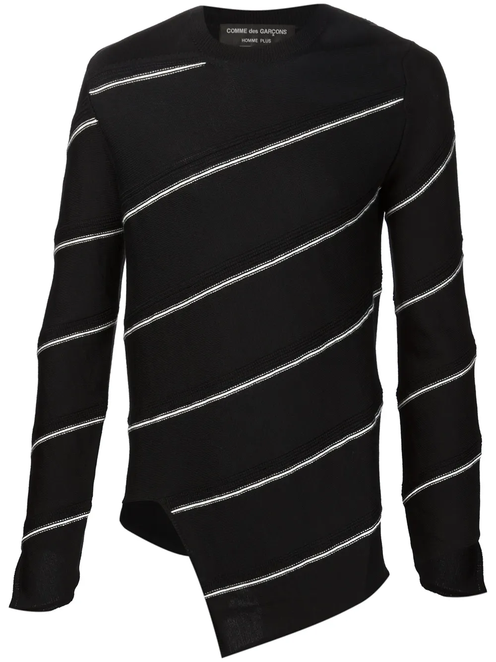 Comme des Garçons Homme Plus asymmetric exposed seam sweater - Zwart