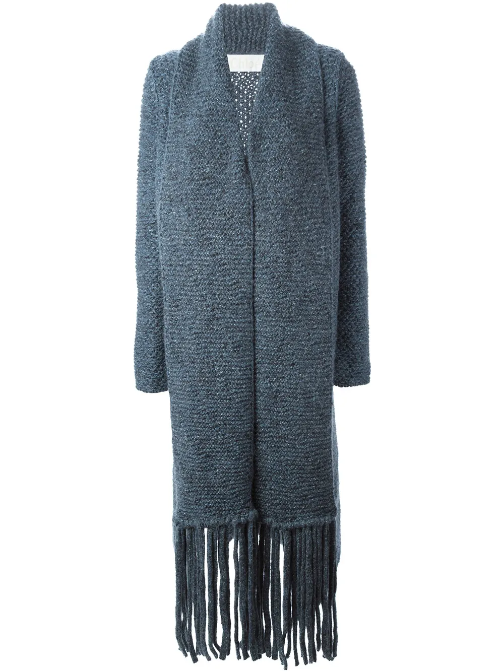 Chloé fringed cardi-coat - Blu