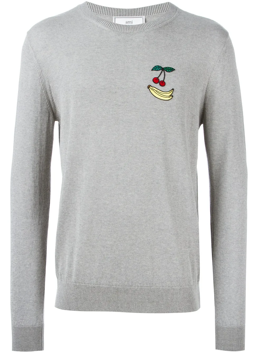 AMI Paris Pullover mit Bananen- und Kirsch-Patch - Grau