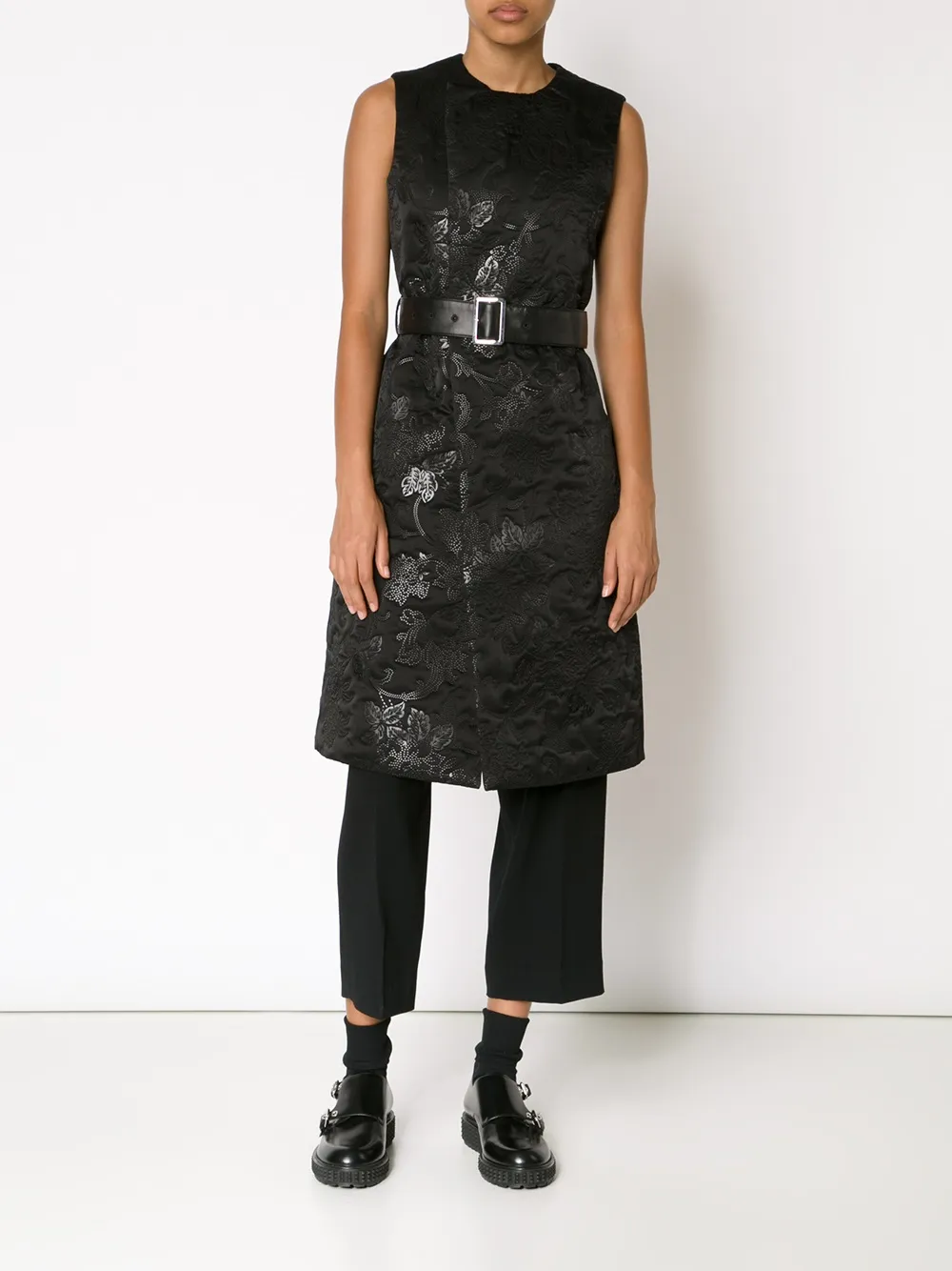 Noir Kei Ninomiya sleeveless belted dress - Zwart