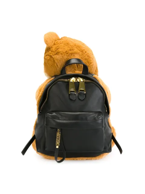 black leather teddy bear backpack