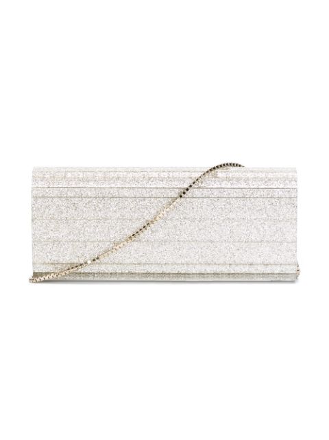 Shop Jimmy Choo Sweetie glitter-effect clutch bag with Express Delivery ...