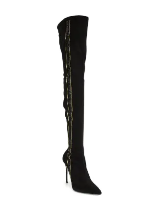 embellished thigh high boots