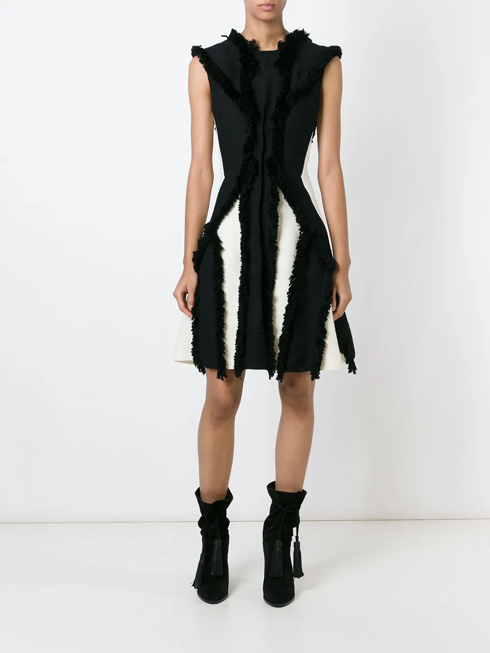 Lanvin fringed detail dress Zwart