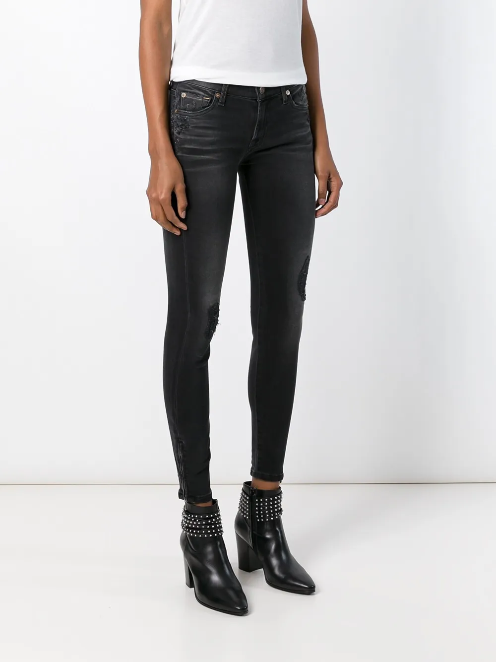 7 For All Mankind 'the Skinny Crop' Jeans In Black