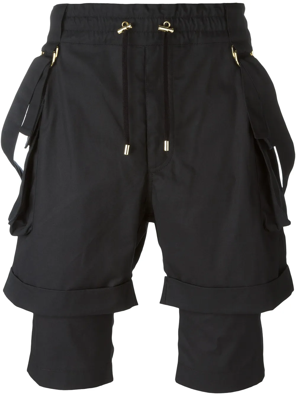 Balmain layered cargo shorts - Black