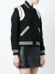 Saint Laurent Jaqueta varsity com recortes em couro