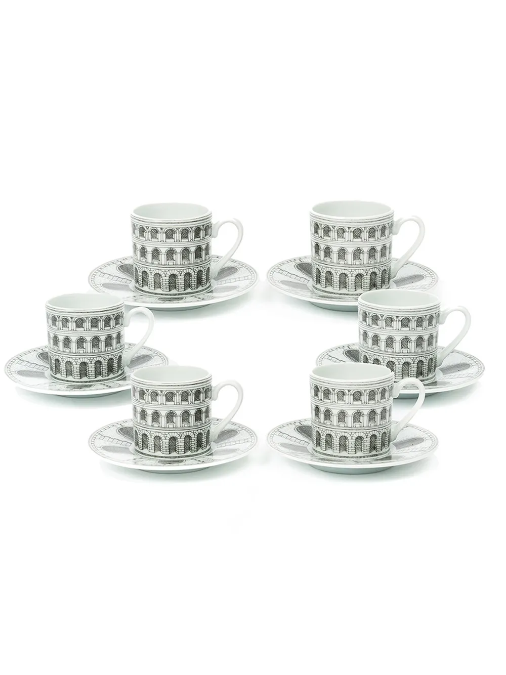 Fornasetti Archi coffee cup set - Blanco