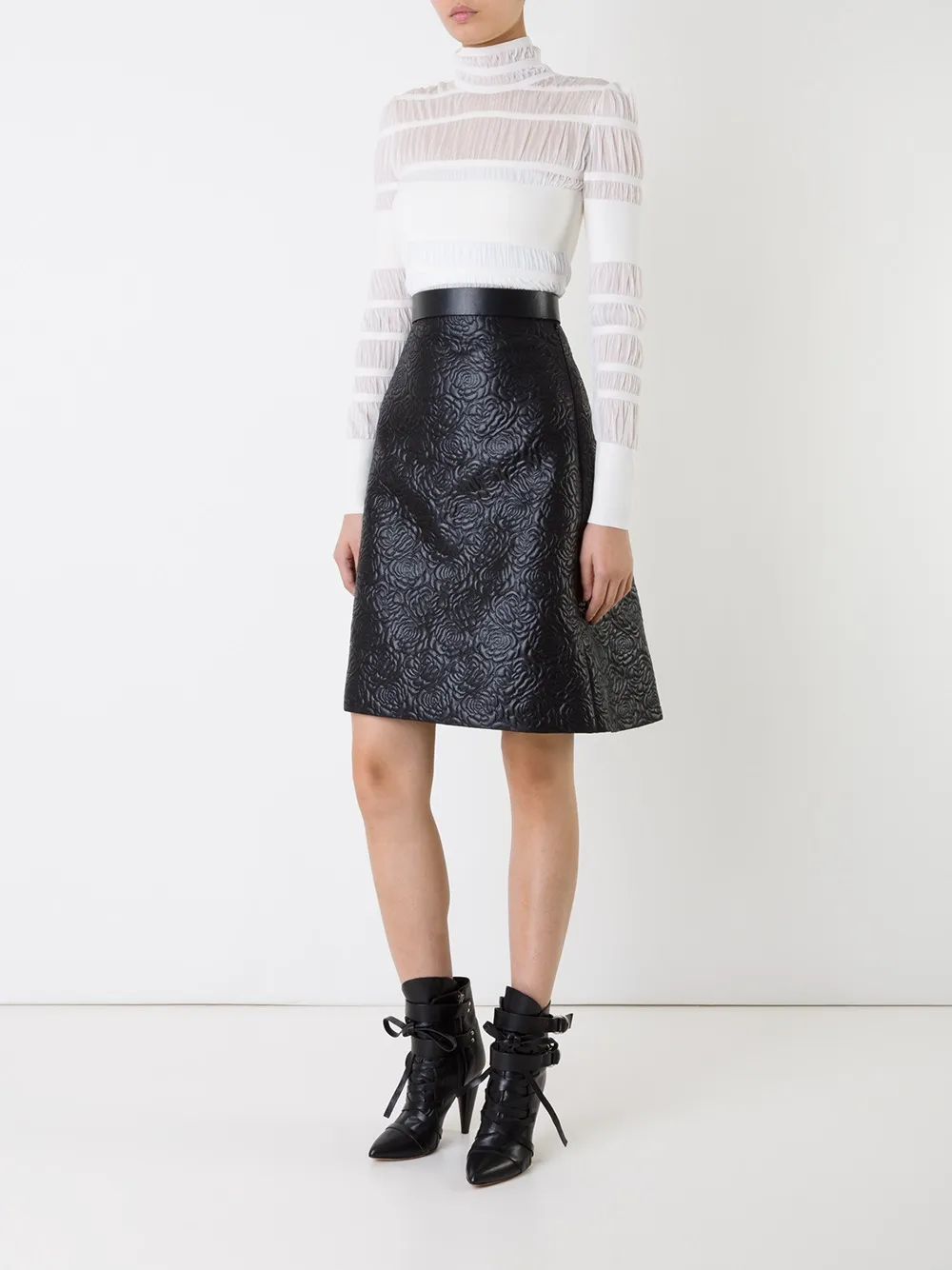 Alexander McQueen raised rose A-line skirt Zwart