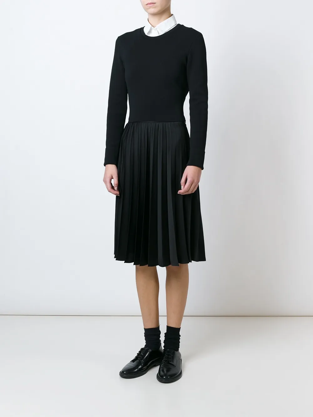 Noir Kei Ninomiya sheer pleated skirt - Zwart