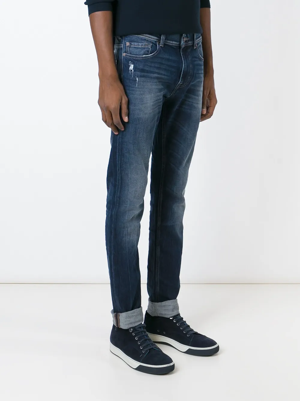 7 For All Mankind stone washed slim fit jeans Blauw