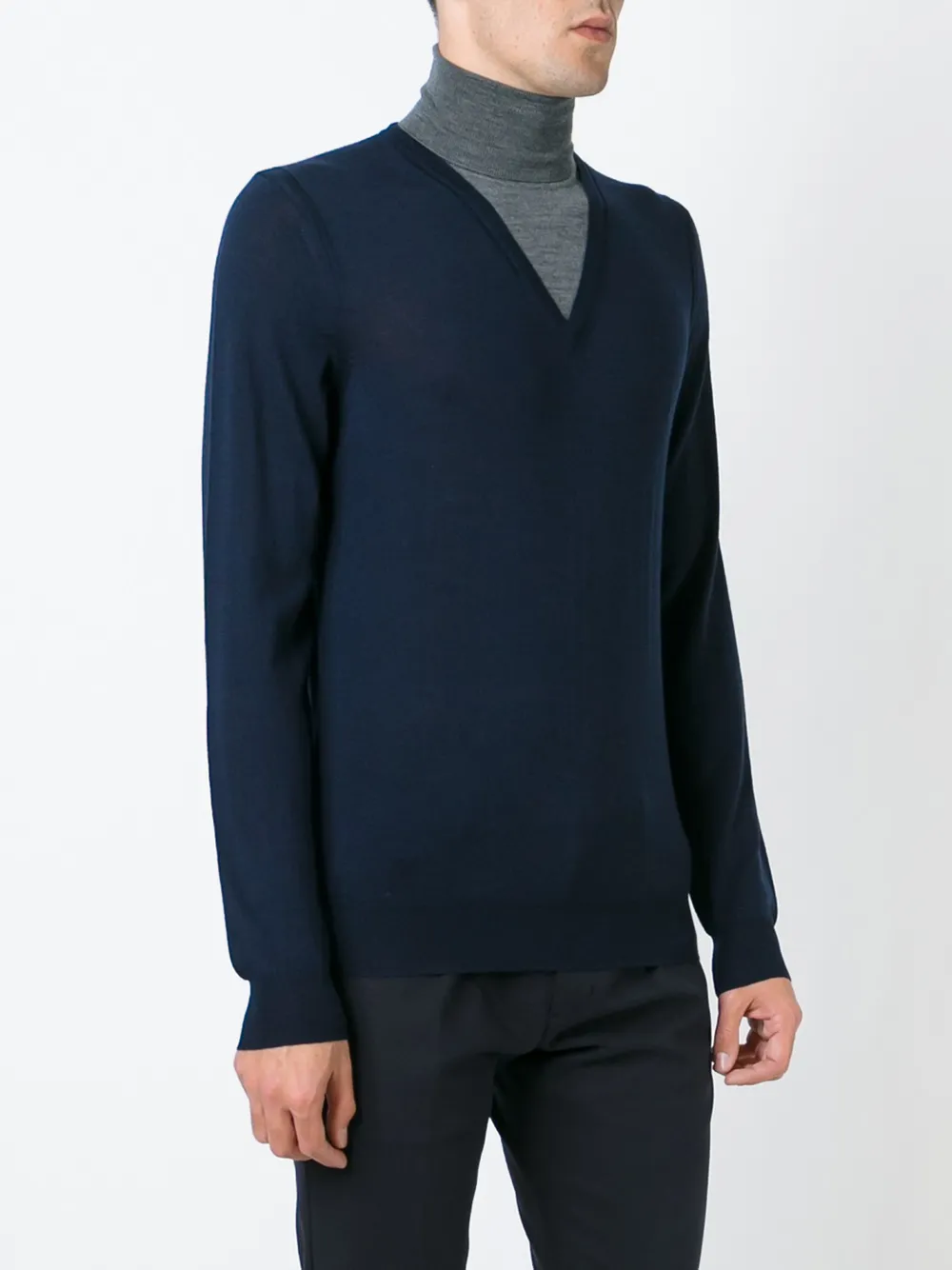 Paolo Pecora Layered Roll Neck Sweater In Blue