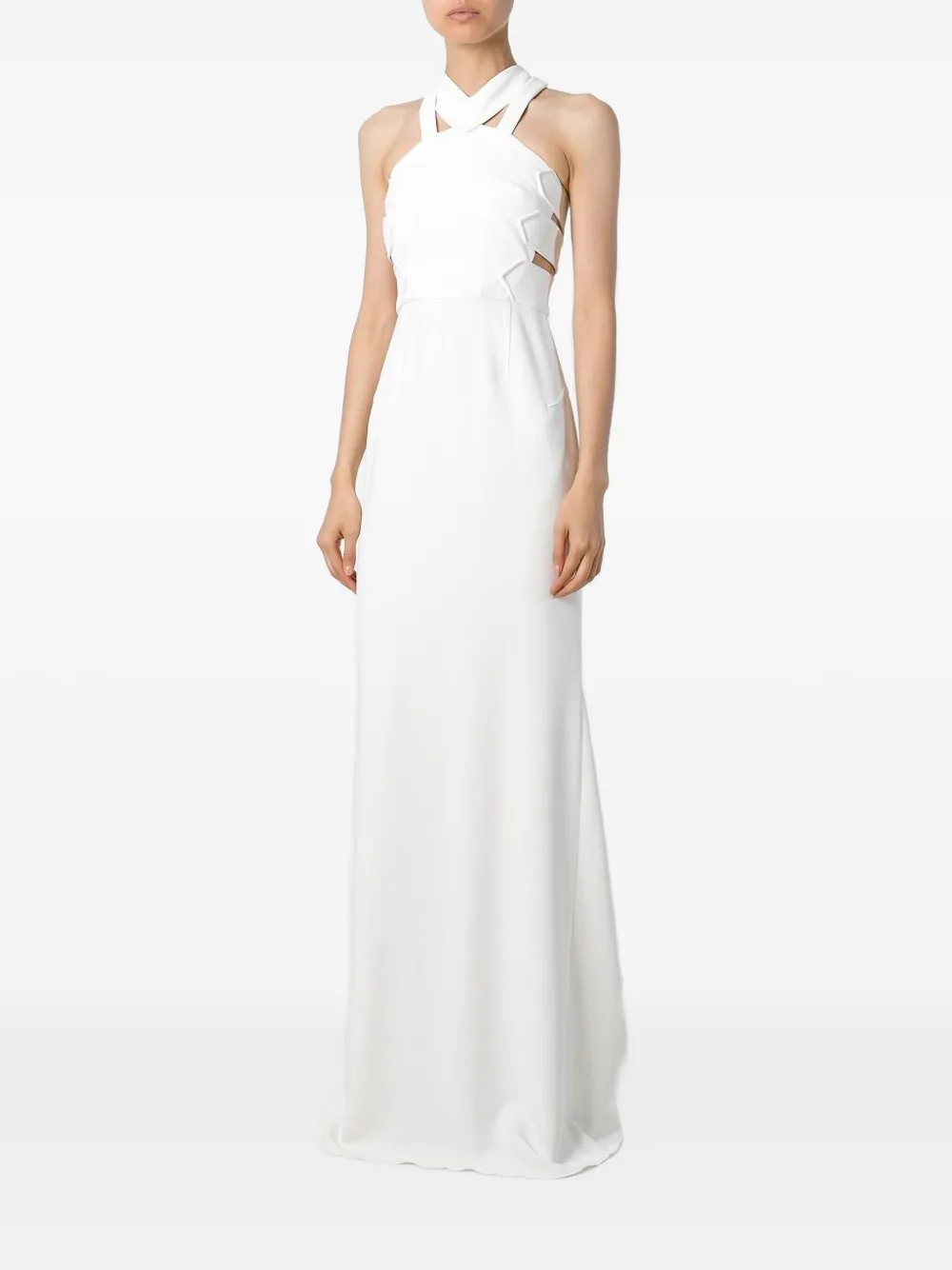 Roland Mouret Halterneck Dress In Neutral