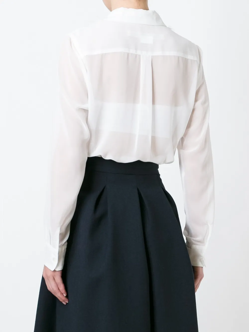 Comme Des Garçons faux fur trim sheer shirt Wit