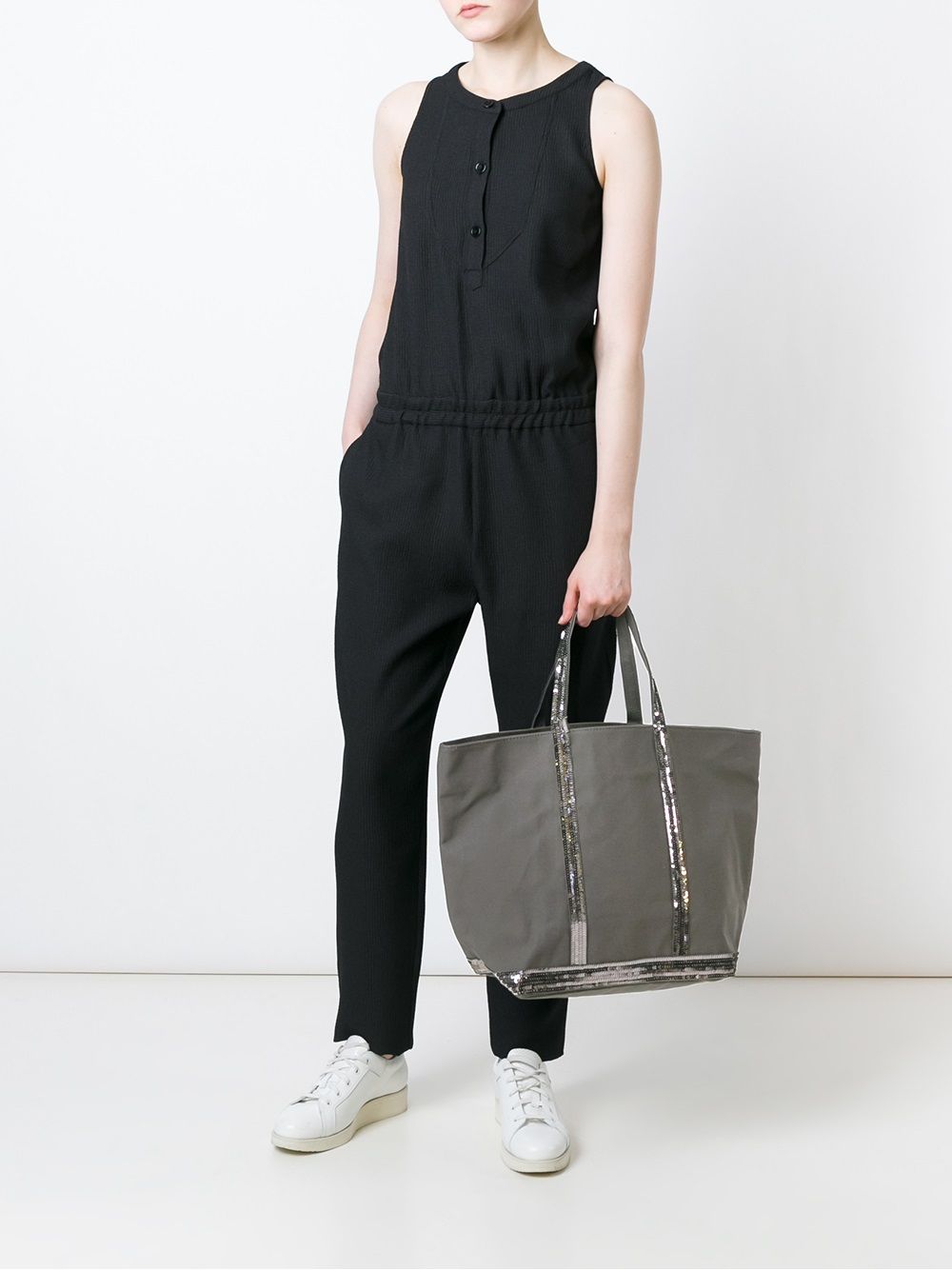 Vanessa Bruno sequin trim shopping tote - Grijs