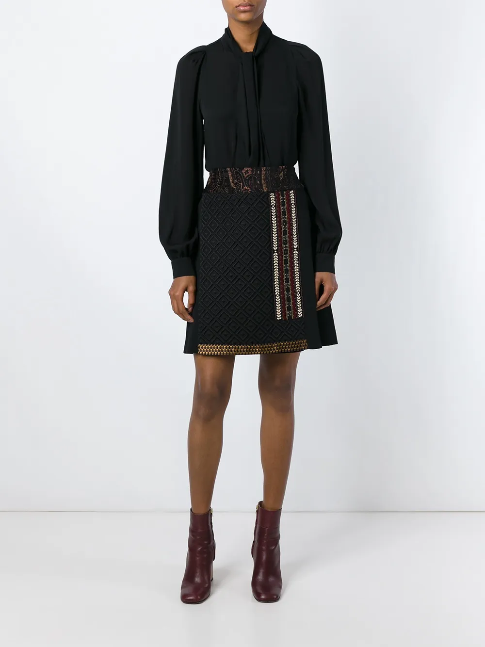 Etro Wool And Silk Skirt In Black