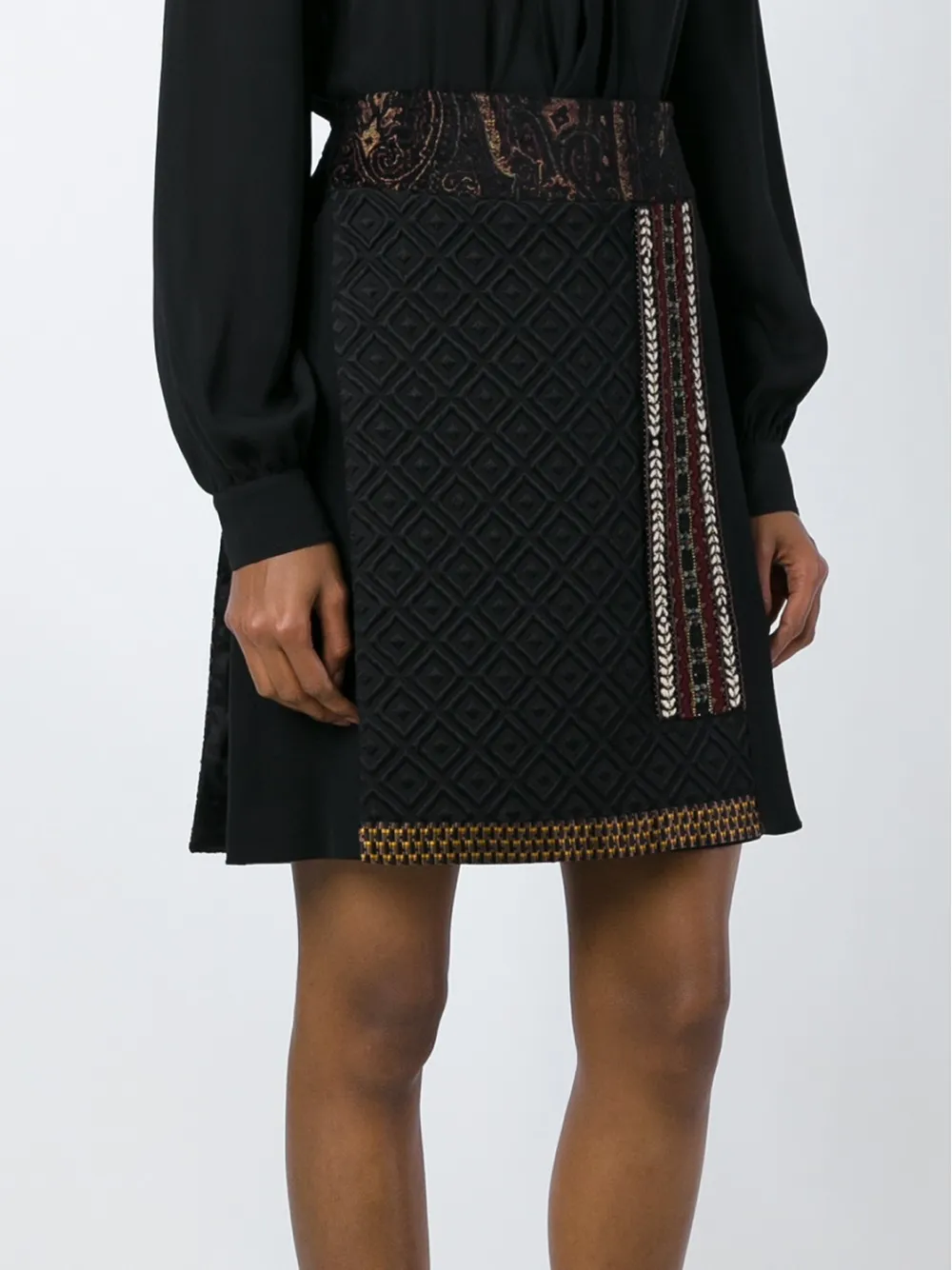 Etro Wool And Silk Skirt In Black