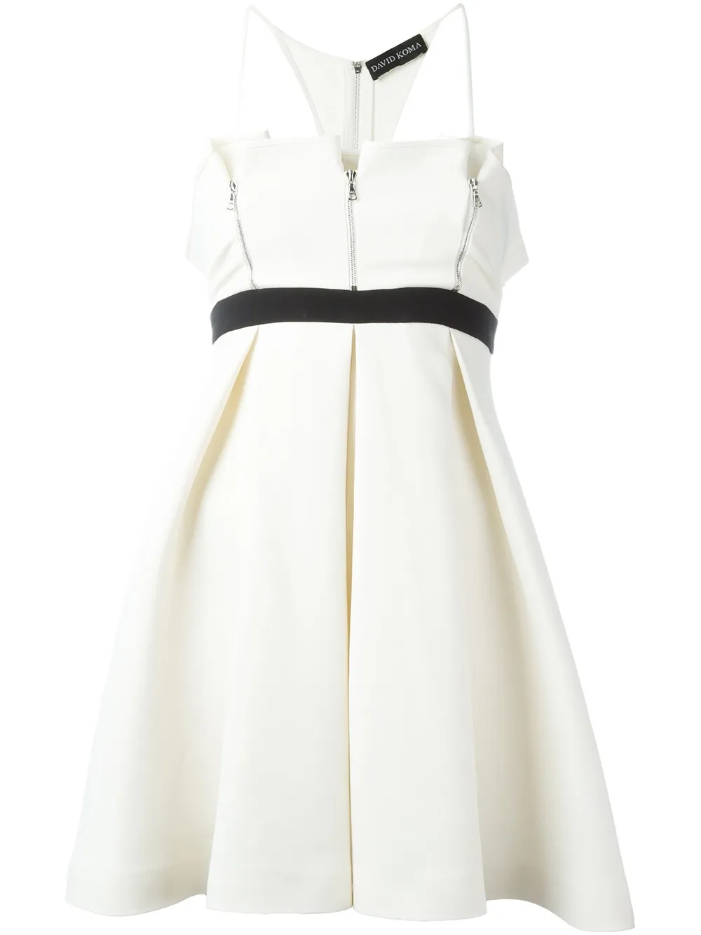 zipper front contrast waist dress