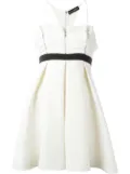 David Koma zipper front contrast waist dress - White