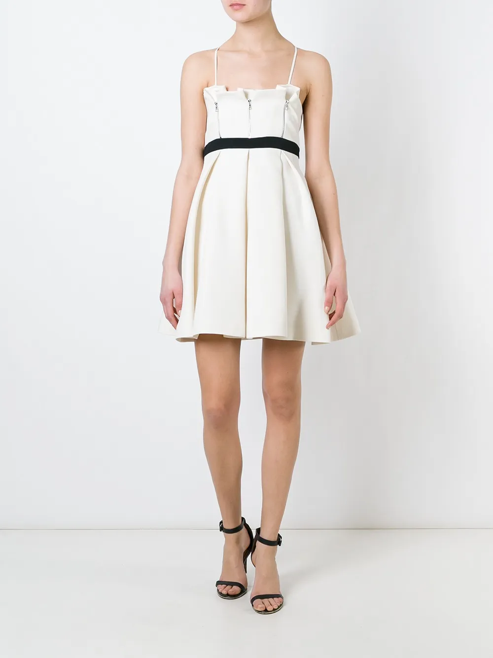 David Koma zipper front contrast waist dress - Wit