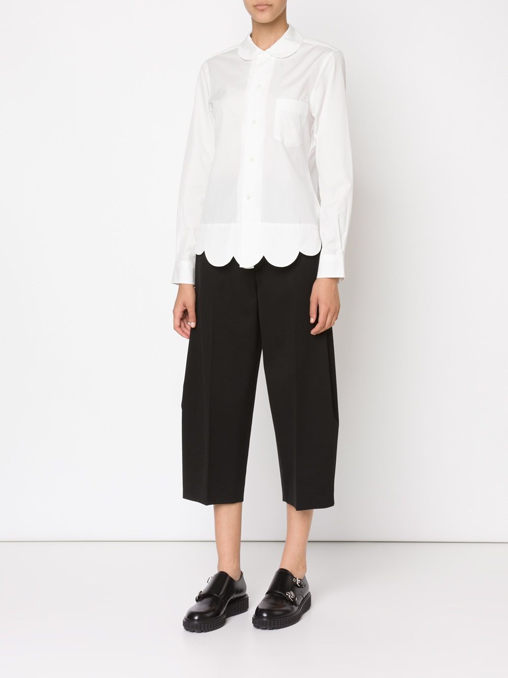 Comme Des Garçons Girl wave trim shirt - Wit
