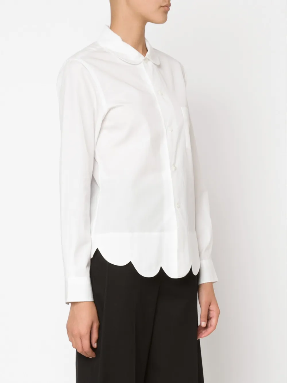 Comme Des Garcons Girl Wave Trim Shirt In White