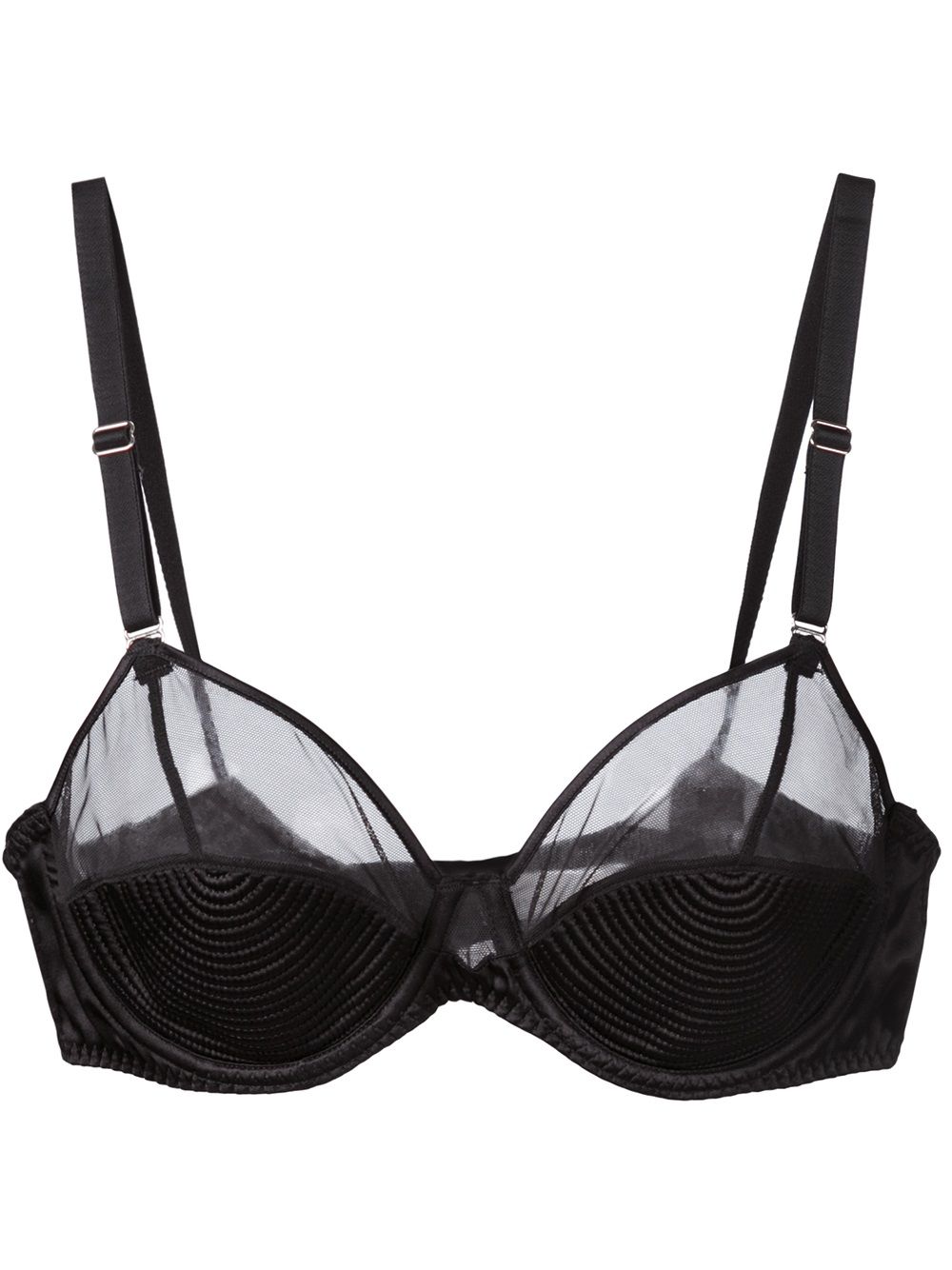 Fleur Du Mal mesh and satin bra – Black