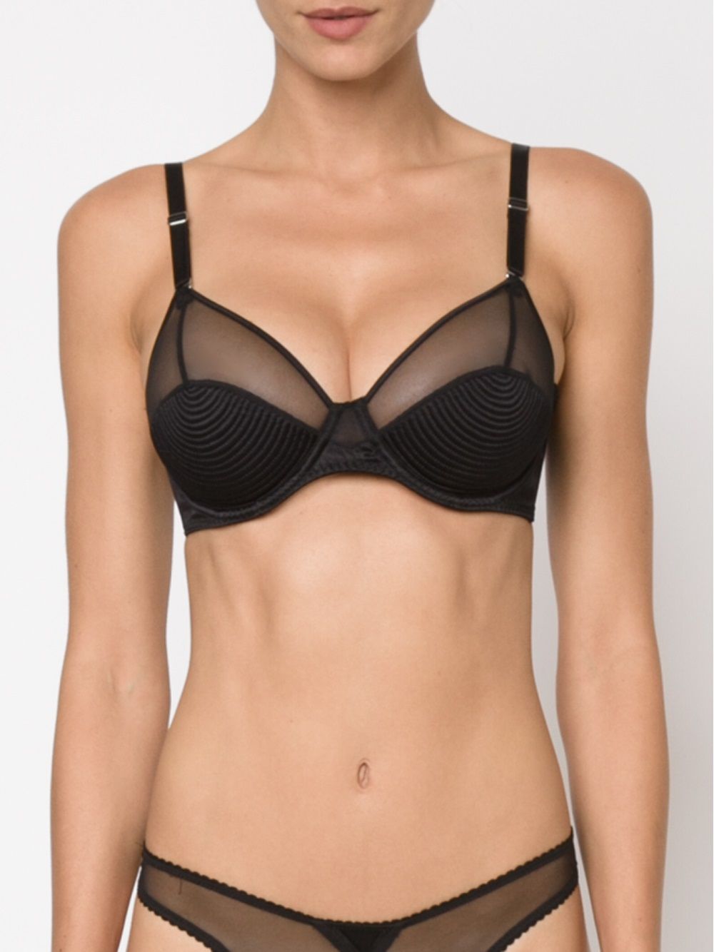 Fleur Du Mal mesh and satin bra - Zwart