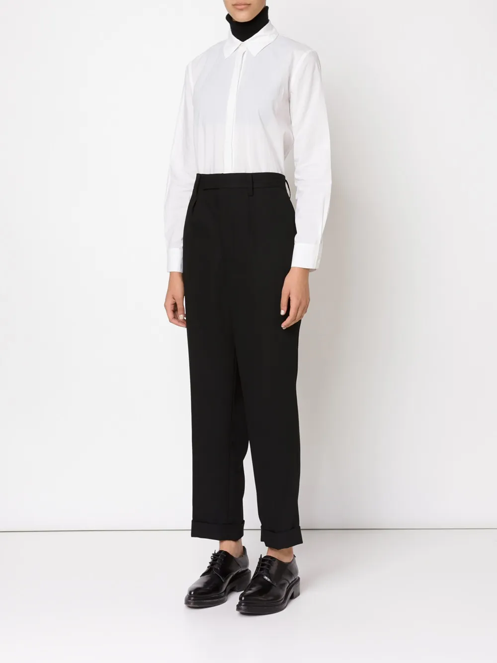 Junya Watanabe wide leg turn-up trousers - Zwart