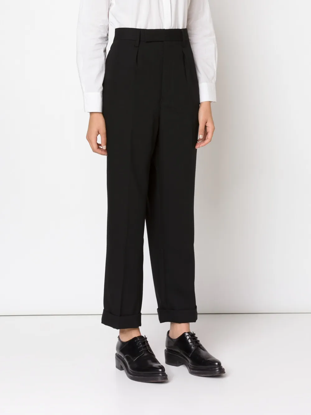 Junya Watanabe Wide Leg Turn-up Trousers In Black