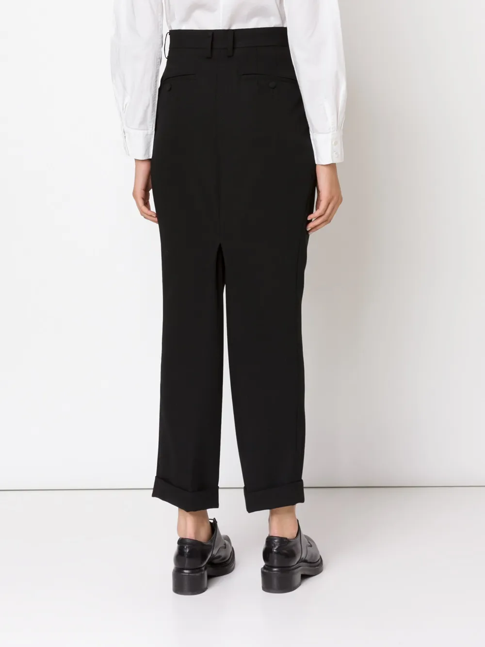 Junya Watanabe Wide Leg Turn-up Trousers In Black