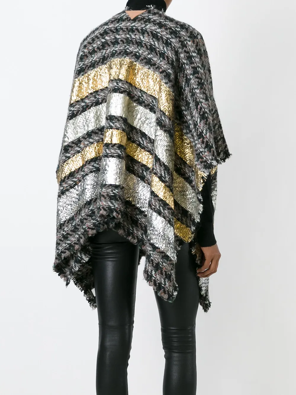 Ermanno Gallamini Striped Cape In Black